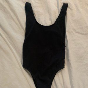 black high cut one piece bathing suite